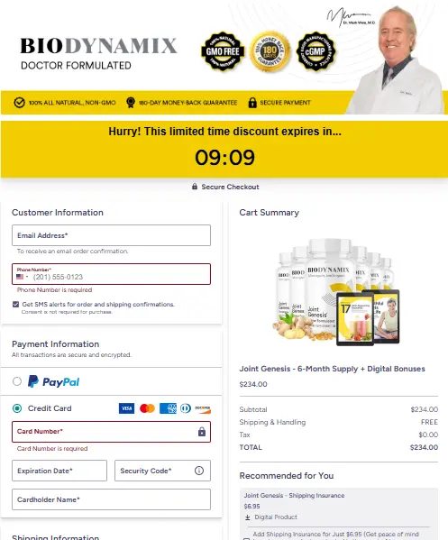 Joint Genesis Secure Checkout Page